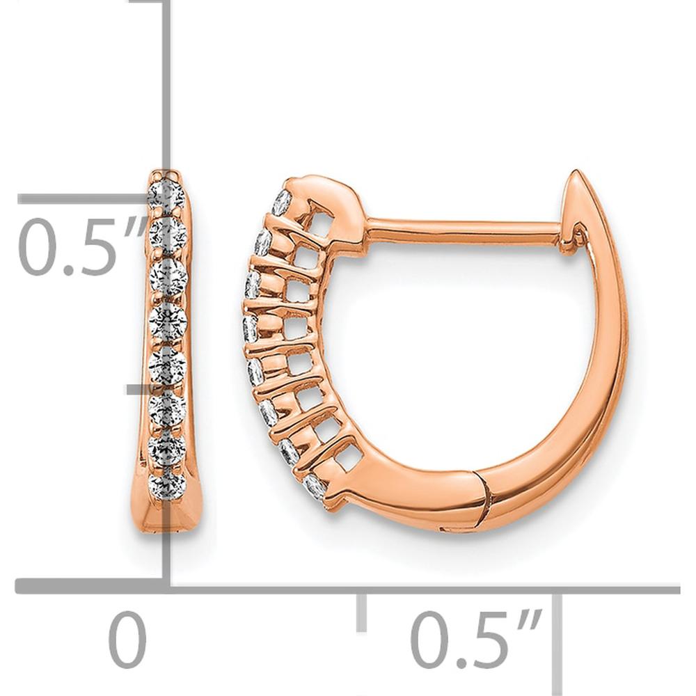 14K Rose Gold Polished Diamond Hinged Hoop Earrings - 0.16 Carat Total Diamond Weight by Monteluci Fine Jewelry
