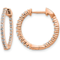 14K Rose Gold Polished Diamond In/Out Hinged Hoop Earrings - 0.23 Carat Total Diamond Weight by Monteluci Fine Jewelry