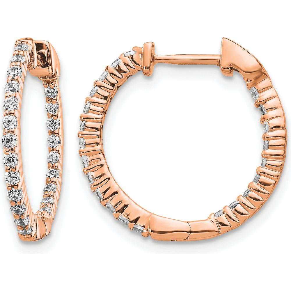 14K Rose Gold Polished Diamond In/Out Hinged Hoop Earrings - 0.23 Carat Total Diamond Weight by Monteluci Fine Jewelry