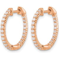 14K Rose Gold Polished Diamond In/Out Hinged Hoop Earrings - 0.23 Carat Total Diamond Weight by Monteluci Fine Jewelry