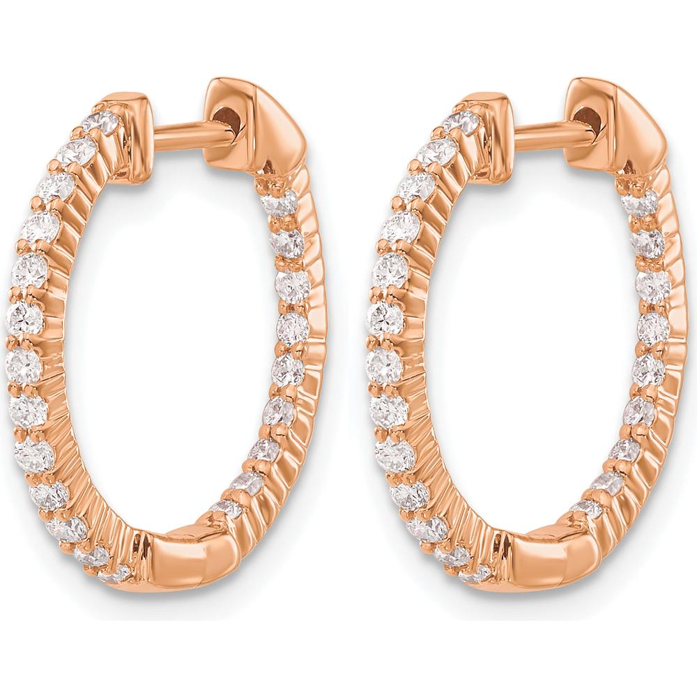 14K Rose Gold Polished Diamond In/Out Hinged Hoop Earrings - 0.23 Carat Total Diamond Weight by Monteluci Fine Jewelry