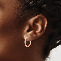 14K Rose Gold Polished Diamond In/Out Hinged Hoop Earrings - 0.23 Carat Total Diamond Weight by Monteluci Fine Jewelry