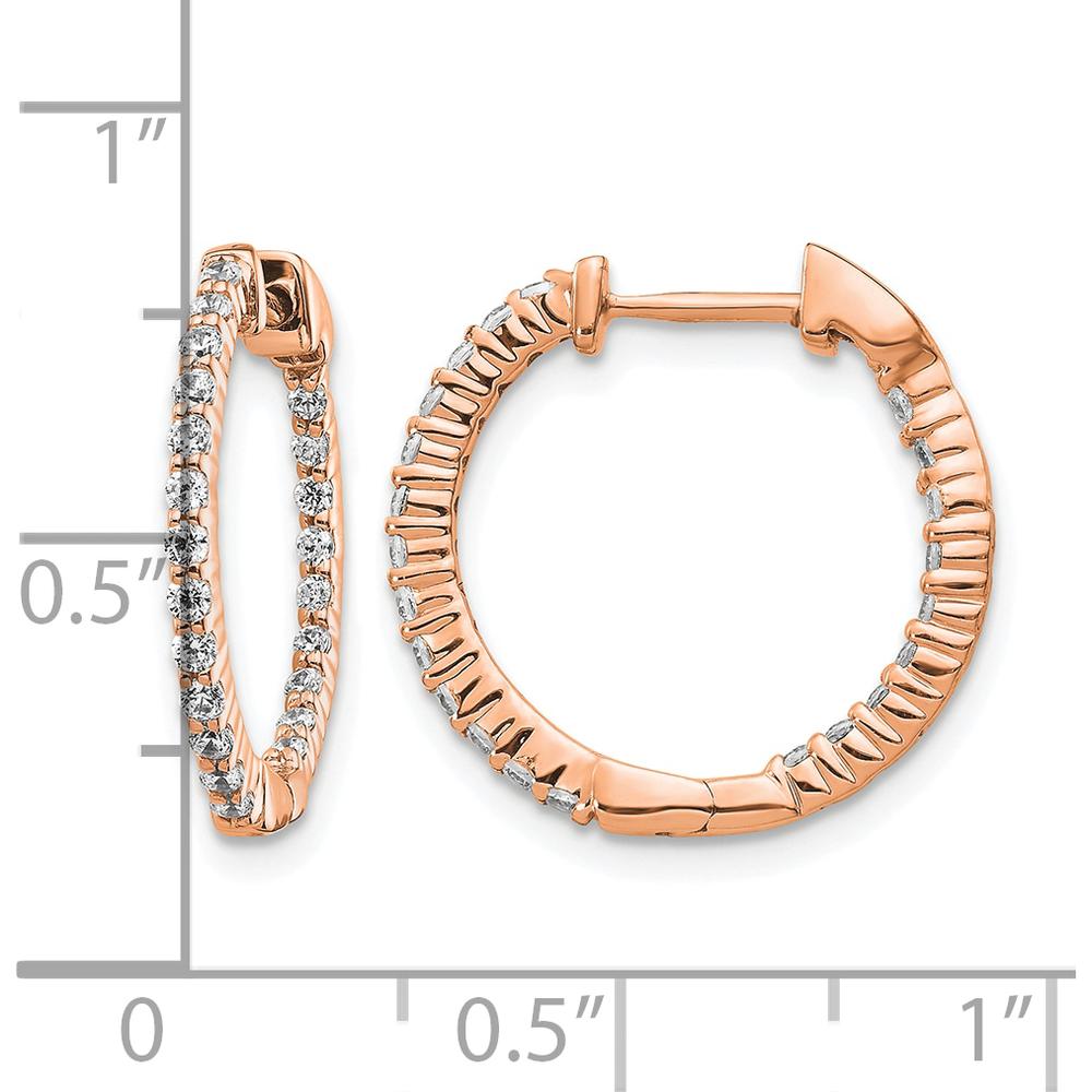 14K Rose Gold Polished Diamond In/Out Hinged Hoop Earrings - 0.23 Carat Total Diamond Weight by Monteluci Fine Jewelry