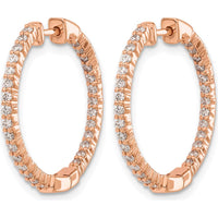 14K Rose Gold Polished Diamond In/Out Hoop Earrings - 0.024 Carat Total Diamond Weight by Monteluci Fine Jewelry