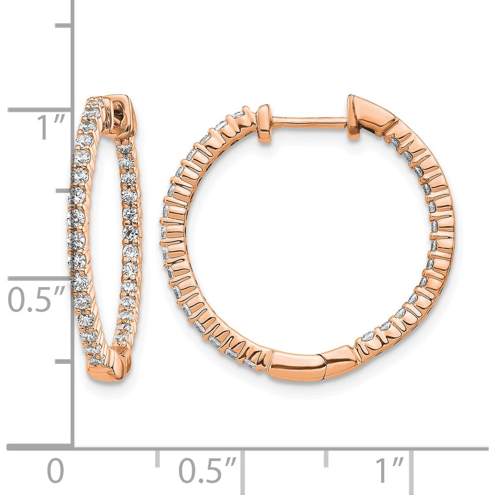 14K Rose Gold Polished Diamond In/Out Hoop Earrings - 0.024 Carat Total Diamond Weight by Monteluci Fine Jewelry