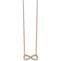 14K Rose Gold Polished Diamond Infinity Necklace with 1/6 Carat of White Diamonds by Oro Pregiato