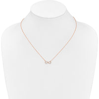 14K Rose Gold Polished Diamond Infinity Necklace with 1/6 Carat of White Diamonds by Oro Pregiato