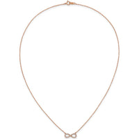 14K Rose Gold Polished Diamond Infinity Necklace with 1/6 Carat of White Diamonds by Oro Pregiato