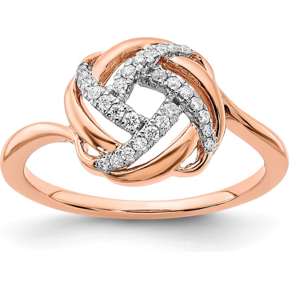 14K Rose Gold Polished Diamond Love Knot Ring - 0.019 Carat Total Diamond Weight by 0