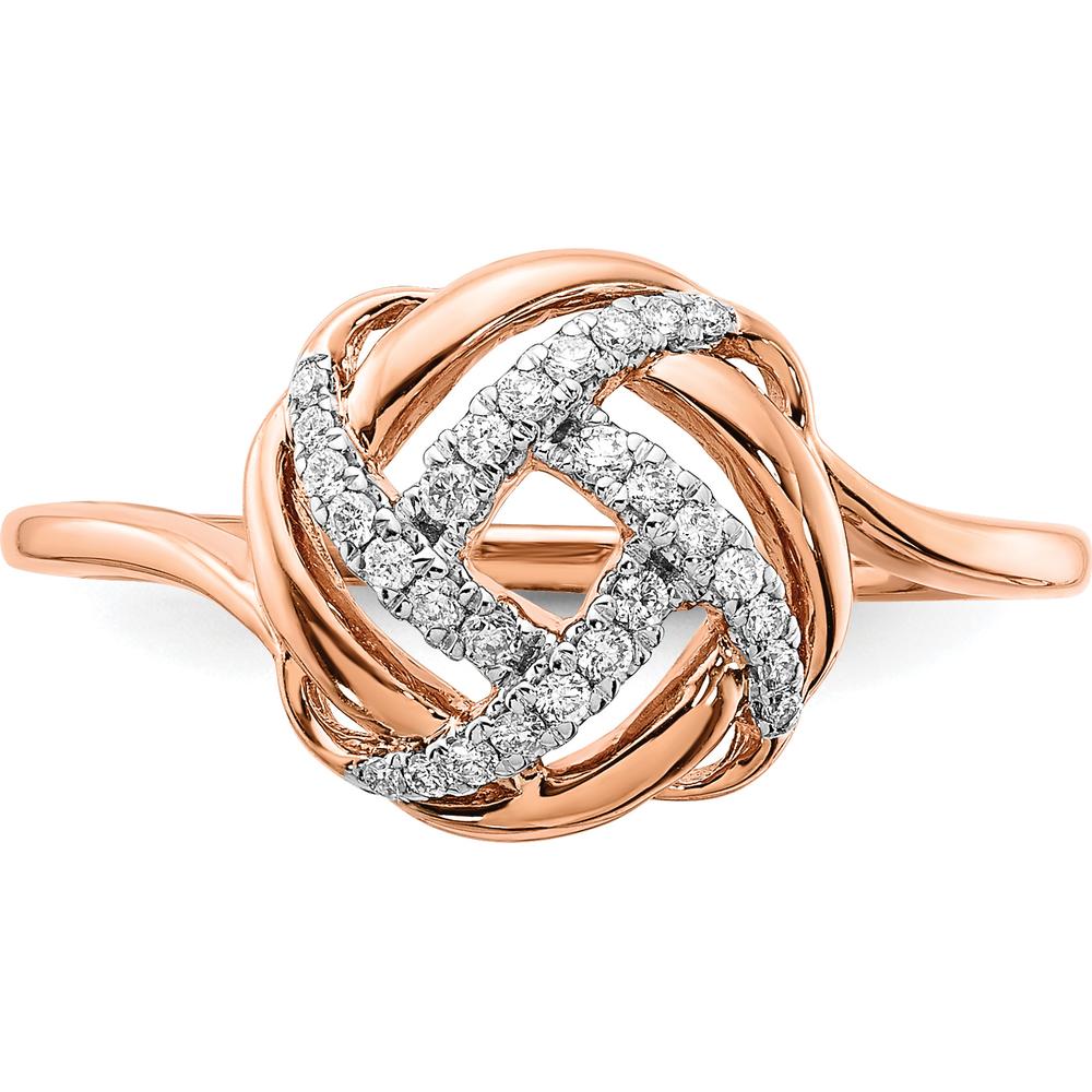 14K Rose Gold Polished Diamond Love Knot Ring - 0.019 Carat Total Diamond Weight by 0