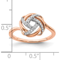 14K Rose Gold Polished Diamond Love Knot Ring - 0.019 Carat Total Diamond Weight by 0