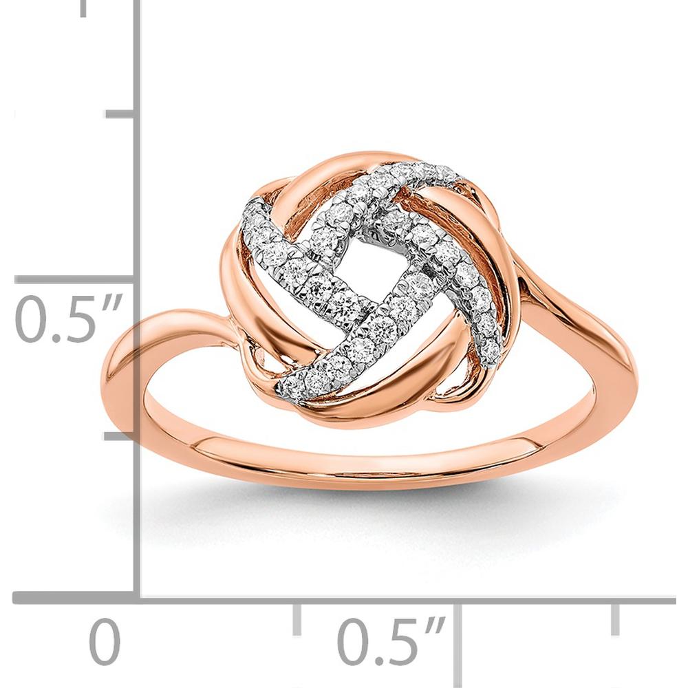 14K Rose Gold Polished Diamond Love Knot Ring - 0.019 Carat Total Diamond Weight by 0