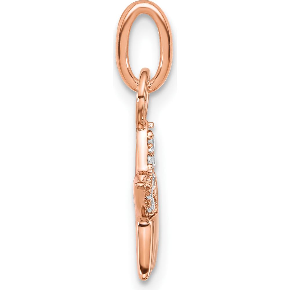 14K Rose Gold Polished Diamond Star Charm with 0.085 Carat Total Diamond Weight by Oro Pregiato