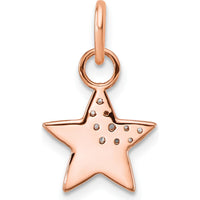 14K Rose Gold Polished Diamond Star Charm with 0.085 Carat Total Diamond Weight by Oro Pregiato
