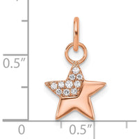 14K Rose Gold Polished Diamond Star Charm with 0.085 Carat Total Diamond Weight by Oro Pregiato