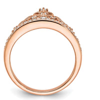 14K Rose Gold Polished Diamond Tiara Ring with Round and Bezel Set Diamonds - 0.19 Carat Total Diamond Weight by 0