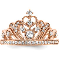 14K Rose Gold Polished Diamond Tiara Ring with Round and Bezel Set Diamonds - 0.19 Carat Total Diamond Weight by 0