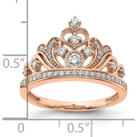 14K Rose Gold Polished Diamond Tiara Ring with Round and Bezel Set Diamonds - 0.19 Carat Total Diamond Weight by 0