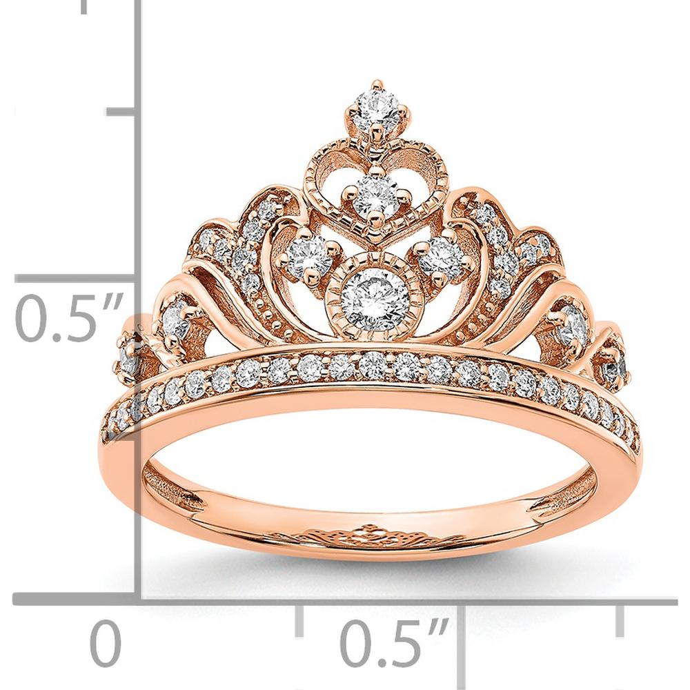14K Rose Gold Polished Diamond Tiara Ring with Round and Bezel Set Diamonds - 0.19 Carat Total Diamond Weight by 0