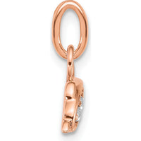 14K Rose Gold Polished Dolphin Charm with Round Diamonds - 0.04 Carat Total Diamond Weight by Oro Pregiato