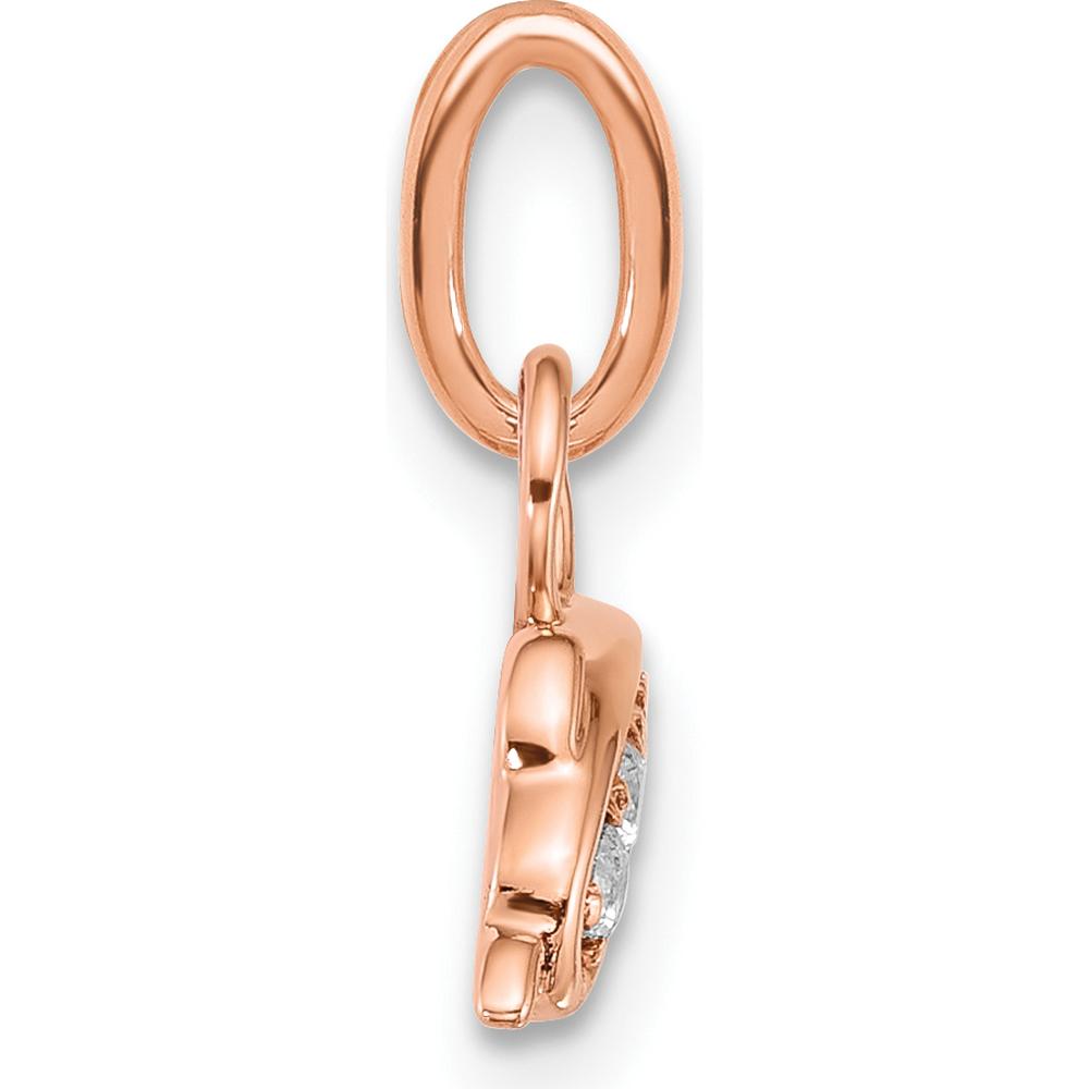 14K Rose Gold Polished Dolphin Charm with Round Diamonds - 0.04 Carat Total Diamond Weight by Oro Pregiato