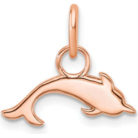 14K Rose Gold Polished Dolphin Charm with Round Diamonds - 0.04 Carat Total Diamond Weight by Oro Pregiato