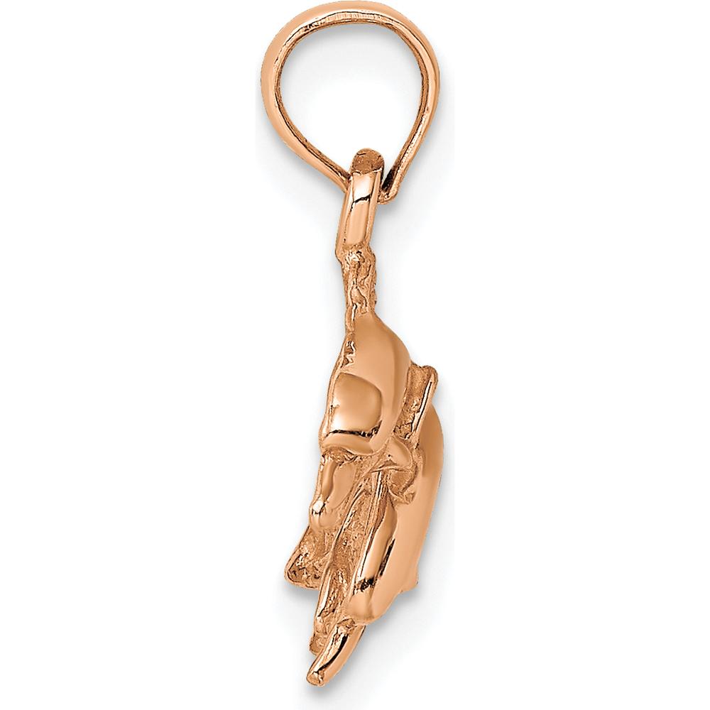 14K Rose Gold Polished Double Dolphin Pendant Charm by Oro Pregiato
