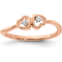 14K Rose Gold Polished Double Heart Diamond Ring with 0.03 Carat Total Diamond Weight by 0