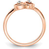 14K Rose Gold Polished Double Heart Diamond Ring with 0.03 Carat Total Diamond Weight by 0