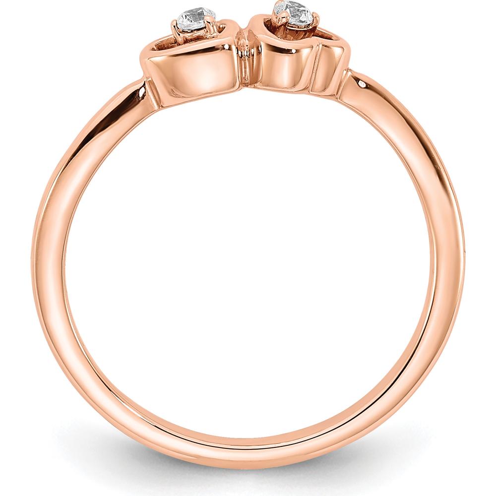 14K Rose Gold Polished Double Heart Diamond Ring with 0.03 Carat Total Diamond Weight by 0