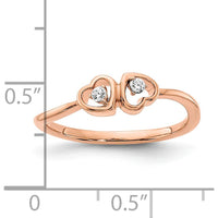 14K Rose Gold Polished Double Heart Diamond Ring with 0.03 Carat Total Diamond Weight by 0