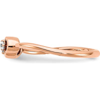 14K Rose Gold Polished Double Heart Diamond Ring with 0.03 Carat Total Diamond Weight by 0