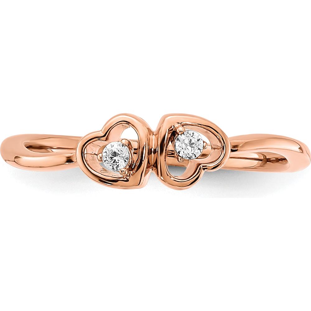 14K Rose Gold Polished Double Heart Diamond Ring with 0.03 Carat Total Diamond Weight by 0