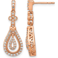 14K Rose Gold Polished Drop Earrings with Round Diamonds - 0.28 Carat Total Diamond Weight by Monteluci Fine Jewelry