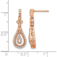14K Rose Gold Polished Drop Earrings with Round Diamonds - 0.28 Carat Total Diamond Weight by Monteluci Fine Jewelry