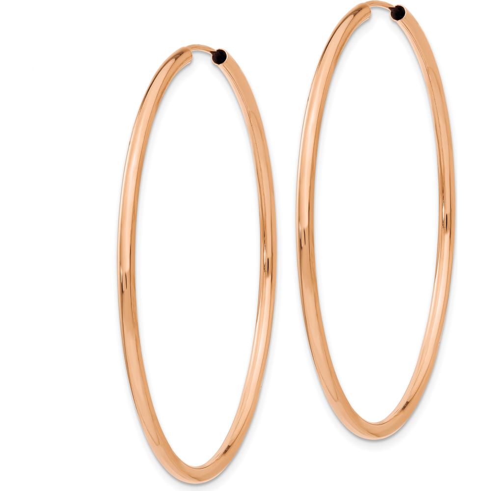 14K Rose Gold Polished Endless 50mm Hoop Earrings - Timeless Luxury Design by Oro Pregiato