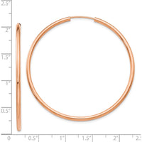 14K Rose Gold Polished Endless 50mm Hoop Earrings - Timeless Luxury Design by Oro Pregiato