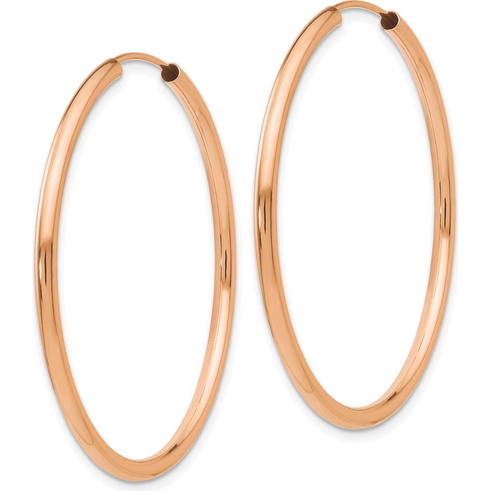 14K Rose Gold Polished Endless Hoop Earrings - 40mm Diameter by Oro Pregiato