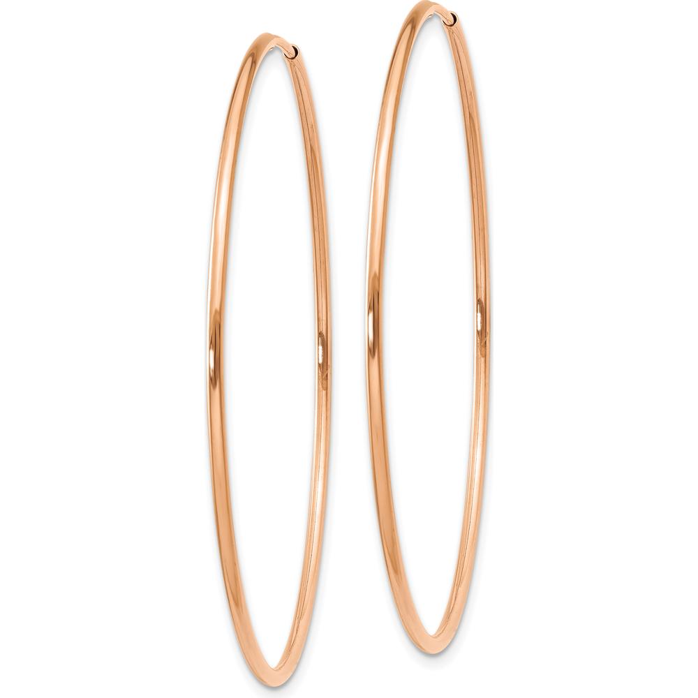 14K Rose Gold Polished Endless Hoop Earrings - 45mm Diameter by Oro Pregiato