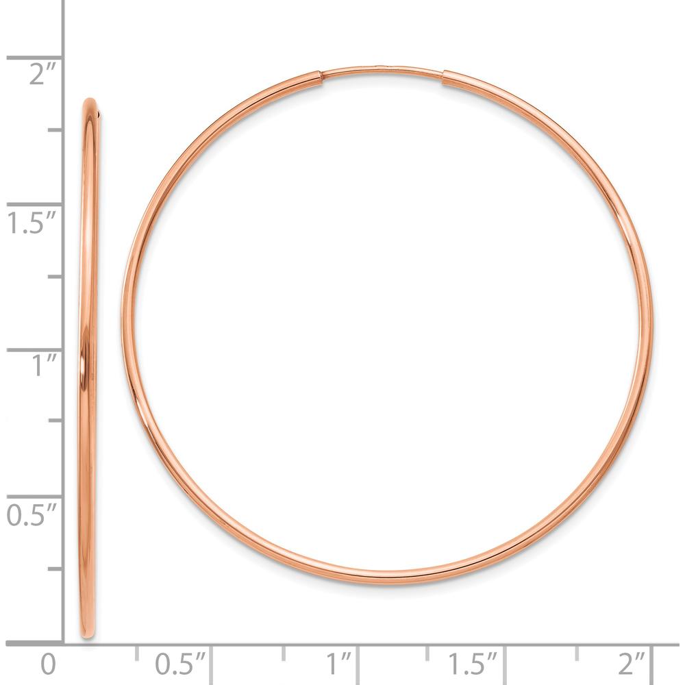 14K Rose Gold Polished Endless Hoop Earrings - 45mm Diameter by Oro Pregiato