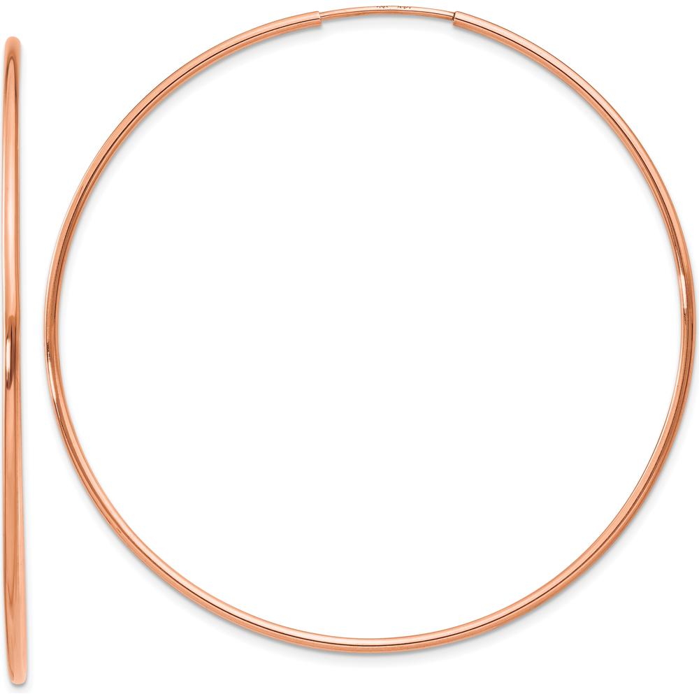 14K Rose Gold Polished Endless Hoop Earrings - 55mm Diameter by Oro Pregiato