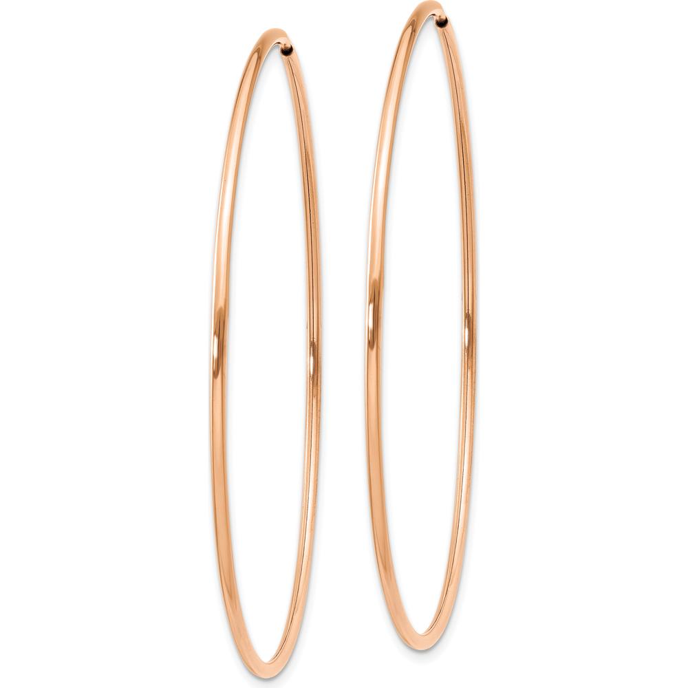 14K Rose Gold Polished Endless Hoop Earrings - 55mm Diameter by Oro Pregiato