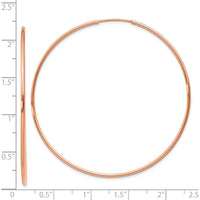 14K Rose Gold Polished Endless Hoop Earrings - 55mm Diameter by Oro Pregiato