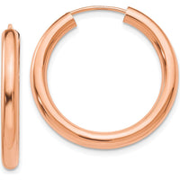 14K Rose Gold Polished Endless Tube Hoop Earrings - 25mm by Oro Pregiato