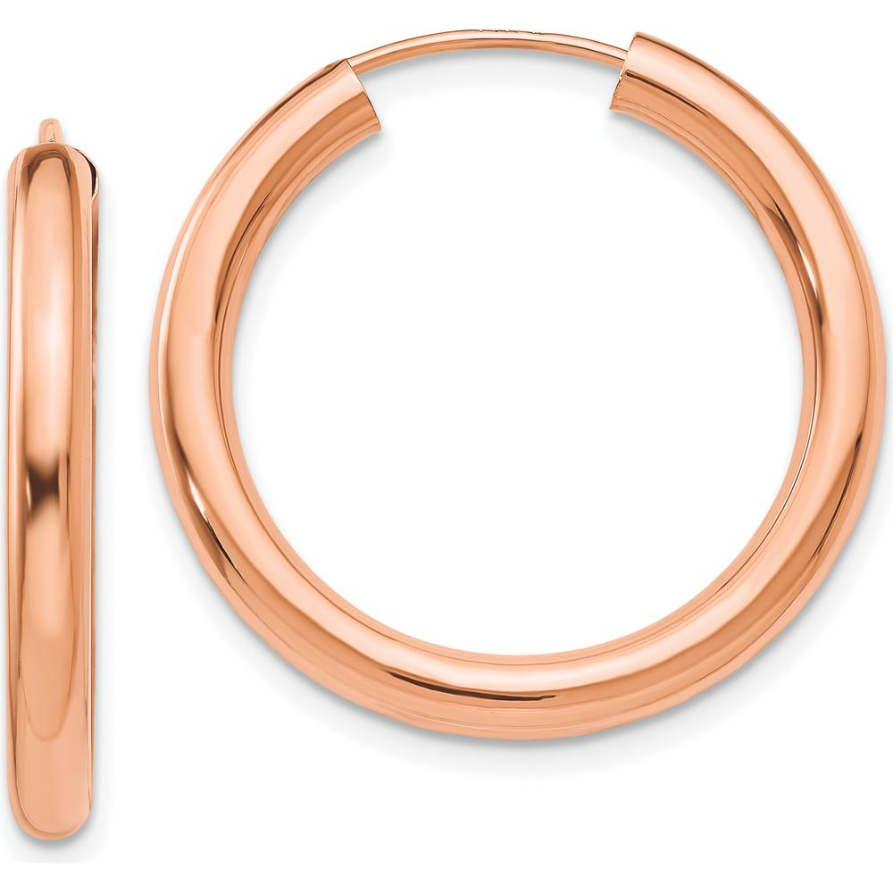 14K Rose Gold Polished Endless Tube Hoop Earrings - 25mm by Oro Pregiato