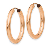 14K Rose Gold Polished Endless Tube Hoop Earrings - 25mm by Oro Pregiato