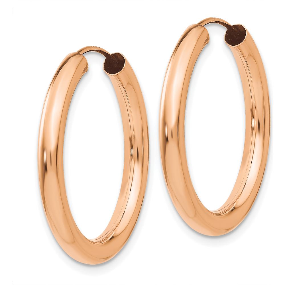 14K Rose Gold Polished Endless Tube Hoop Earrings - 25mm by Oro Pregiato