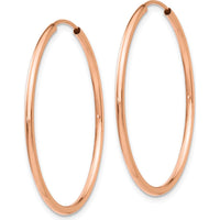 14K Rose Gold Polished Endless Tube Hoop Earrings - 30mm Diameter by 0
