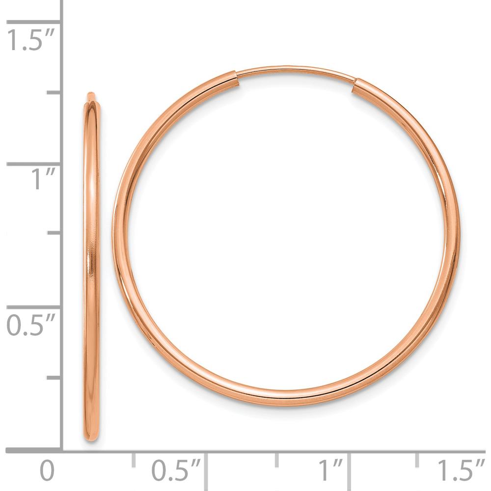 14K Rose Gold Polished Endless Tube Hoop Earrings - 30mm Diameter by 0