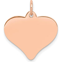 14K Rose Gold Polished Engravable 18mm Heart Disc Pendant by Oro Pregiato